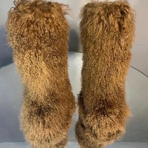 Brown Real Fur Shaggy Boots sizes 9.5,10 only